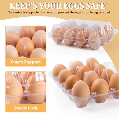 120 Pack Egg Cartons 12 Count, Plastic Egg Cartons Cheap Bulk, Clear | Reusable Egg Holder Egg Trays for Home and Farmer's Markets Display, Medium Egg Containers for Refrigerator - style: 3x4Grids-120count