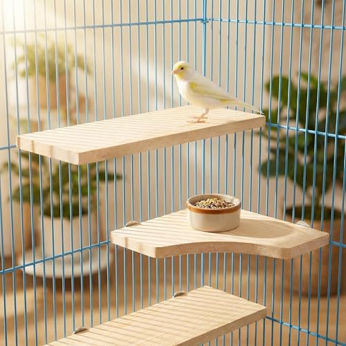 Bird Perch, 3 Pack Bird Playground Woodern Hamster Platform, Cage Accessories for Chinchilla, Parrot, Ferret, Rat, Budgie, Cockatie, Guinea Pig (3*Rectangle) - color: 3*Rectangle