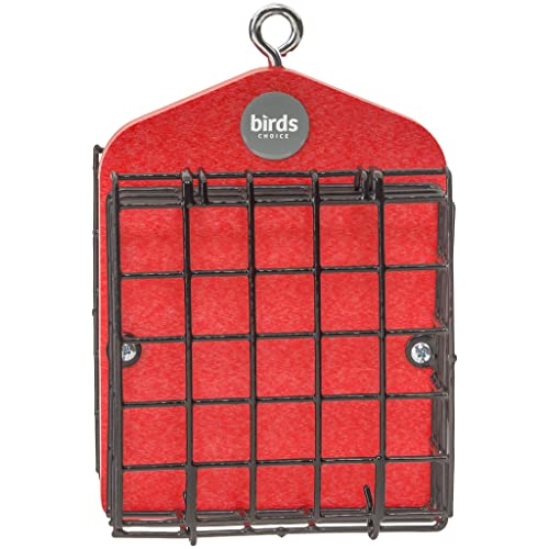 Bird's Choice Suet Feeder for Two Cakes in Red Recycled Plastic - color: Red