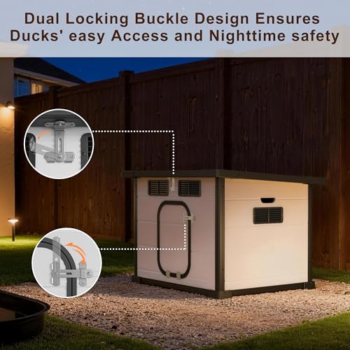 GDLF Duck Coop for Outside, Plastic Night Shelter for Backyard Ducks | Ideal for backyard duck shelter, with ventilated panels and weather-resistant construction.