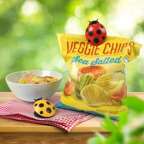 Genuine Fred BAG LADIES, Ladybug Bag Clips, Set of 4, Cute and Durable Food Storage Clips, Keeps Food Fresh, Fun Kitchen Accessories and Great Gift for Ladybug Lovers - style: LADIES