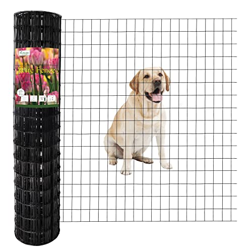Black PVC Coated Welded Wire Fence 48" x 50' Roll, 2"x3" Mesh, 16 Gauge | Vinyl Coated Garden Fencing, Yard & Pet Barrier, Chicken Wire Fencing, Dog Enclosure Mesh, Vegetable Plant Protector - color: Black, size: 2''x3'' 16GA 48''x50'