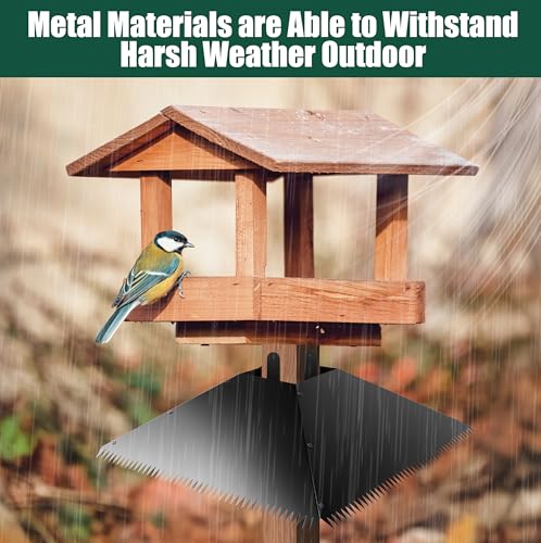 Metal Squirrel Baffle for 4x4 Post, 17 Inch Squirrel Guard for for Bird Feeder Poles, Wooden Pole Mount Squirrel Proof to Keep Squirrels and Raccoons Out of Bird feeders, Black