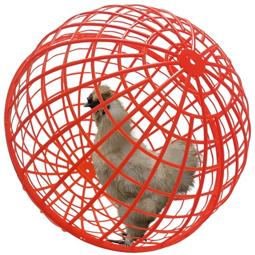 3 PCS 19.6" Movable Ball-Shaped Animals & Poultry Cages,Pet Safe Walking Net, Farm Courtyard Outdoor Accessible Rolling Rabbit Duck Hutch Chicken Coop,Preventing Dog Bites Trampled by Horse - color: Red(3 PCS)