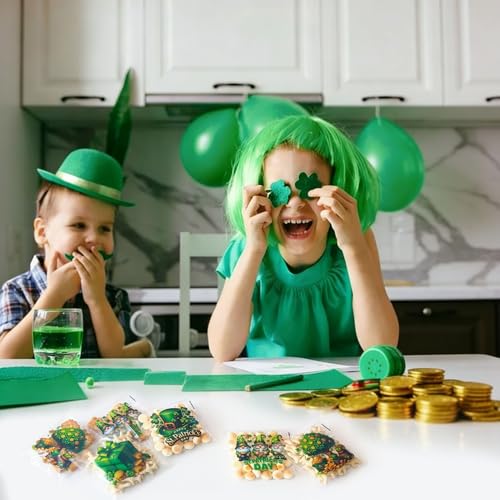 ZYLOP Self-Sealing St. Patricks Cookie Bags – 100PCS 4x4 Inch Green Shamrock Cellophane Treat Candy Goodie Bags, Clear Self-Adhesive Gift Bags for Irish Party, Classroom, Bakery, Holiday Favors - color: St. Patricks 100pcs