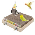 Bird Perch Stand Platform with Cardboard Toys, Parrot Chewing Toys, Parakeets Foraging Toys, Bird Paw Grinding Perch, Cage Accessry for Small Birds Parakeets Conure Cockatiels Lovebird