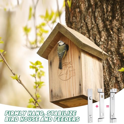 Supkiir 6 Sets Bird House Hanger Bracket, Rust Proof Galvanized Steel Bird House Kit, Stable Mounting Bracket with Screws for Securing and Stabilizing Bird Houses Nesting Boxes Feeders