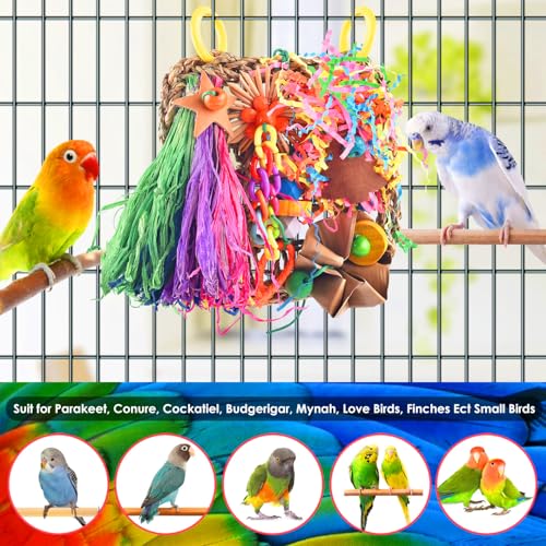KATUMO Bird Toys, Grass Mat Foraging Chew Toy for Parakeet Cockatiel | Natural Grass Mat Toy Satisfies Birds Chewing & Foraging, Easy Hanging, Perfect for Conure, Lovebird and Small Medium Birds - color: natural