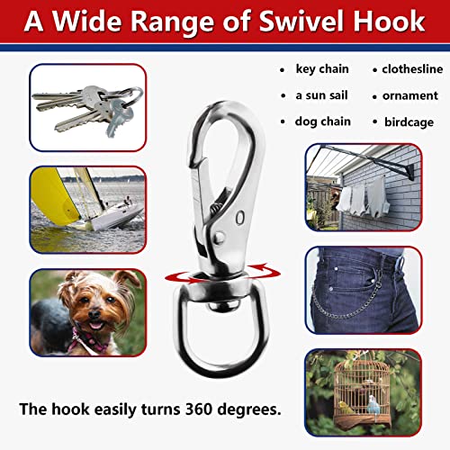 Swivel Eye Snap Hooks, 304 Stainless Steel Heavy Duty 2.7 Inch 3.5 Inch Spring Hooks for Keychains, Bird Feeders, Pet Chains, Dog leashes - style: 2.7"(0#)-8pcs