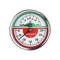 MEASUREMAN Tridicator, Thermo-Manometer Pressure Gauge, 2-1/2", 0-160psi/30-250 deg F, Black Iron Case, 1/4" NPT Back Mount - size: Back Mount-Dry