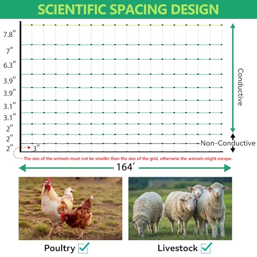 Poultry Netting Electric Fence, Portable Livestock Nets Mesh for Chickens, Ducks, Geese, Turkey, Electric Fencing for Backyards, Homesteaders, Farms, Ranches (Bright Blue, 41.5" H x 164' L Poultry) - color: bright blue, size: 41.5" H x 164' L Poultry