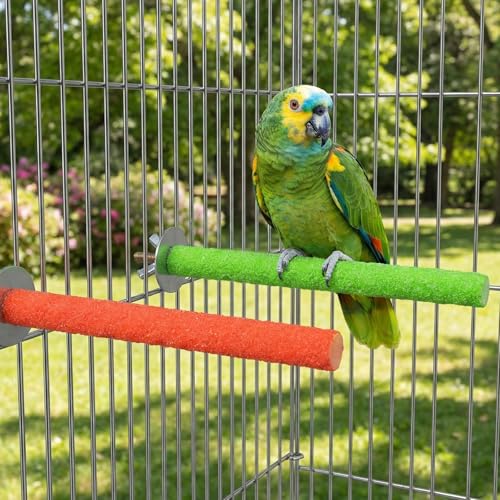 4 Pcs Bird Perch Stand Toy, Random Colorful Wood Parrot Bird Perch Stand Paw Grinding Stick, Birds Cage Accessories for Budgies, Parakeet, Cockatiel, Lorikeet, Conure