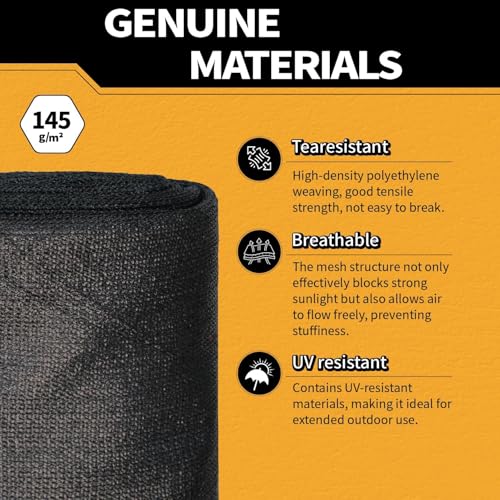 90% Sun Shade Cloth for Garden 10x12Ft UV Resistant Mesh Tarp,Black - color: Black, size: 10' x 12'-Finished Size