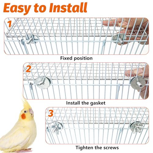 BNOSDM 2 Pack Bird Perch Platform Stainless Steel Birds Perches Parrot Shelf Training Stand Small Animals Cage Accessories for Parakeets, Budgies, Conures, Cockatiels, Lovebirds (Extra-Large Size)