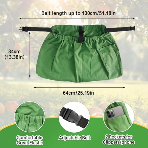 Gardening Apron Harvest Apron with Pockets, Green Garden Apron, Adjustable Waist Belt - color: Waist Apron