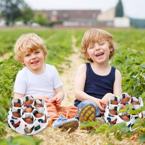 Egg Collecting Basket, Egg Basket for Gathering with 7 Pouches | Canvas Chicken Egg Basket for Chicken, Duck, Goose, Bird, Various Poultry Collection (Grass-nest chicken) - style: Grass-nest chicken