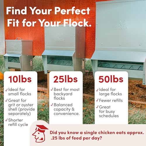 RentACoop Metal Trough Feeder, Gravity-fed 10lb Chicken Feeder - size: 10LB Capacity