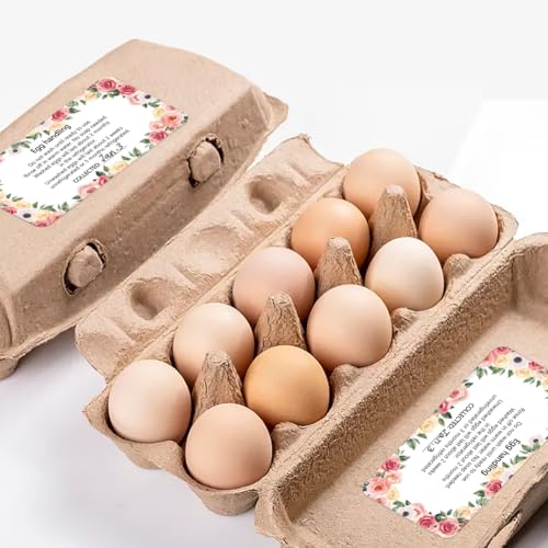 160 Pcs Egg Carton Labels, Flower Eggs Handling Stickers Farm Fresh Laid on Sticker PET Adhesive Egg Packaging Sticker for Box Container Carton Farm Supplies, 2x4 Inch - color: Flower