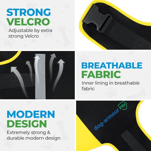Dog Protection Vest Against Attacks – Anti Bite & Anti Penetration Dog Vest for Coyotes, Aggressive Dogs & Birds of Prey – Adjustable, Waterproof & Reflective (Small, Yellow) - color: Yellow, size: Small