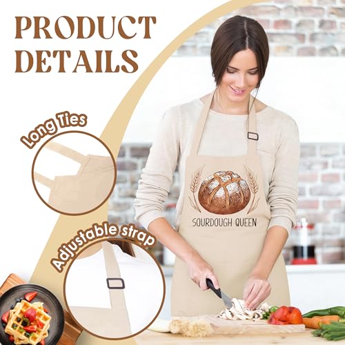 Sourdough Queen Apron for Women with Deep Pockets - Funny Bakers Apron, Unique Sourdough Gifts for Women & Bread Bakers, Adjustable Kitchen Apron for Mom, Mother’s Day Baking Gift - B01 - color: Sourdough Queen 1