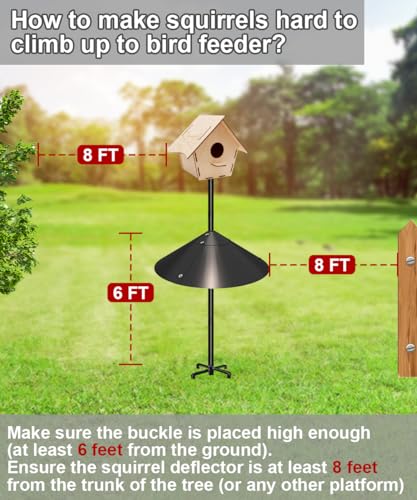 Metal Squirrel Baffle for Bird Feeder Pole, Outside Pole Mount Bird House Guard for Outdoor Shepherd’s Hook, 19 Inch, 1 Pack - size: Buckle-1pcs