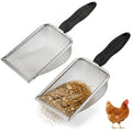 2 Pack Chicken Poop Scooper for Coop, Metal Mesh Sifters, 3.8mm & 5mm | 4-inch rake and scoop tools sift chicken poop, sand, litter and bedding; dual mesh sizes make daily coop cleaning easier.