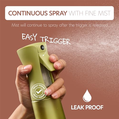 10 OZ Continuous Spray Bottles - Ultra Fine Mist Sprayer | Water Spray Bottle For Hair Stuff, Mister Spray Bottle For Plants Mister | Hair Spray Bottles For Hairstyling, Cleaning, Salons - color: Fern Green