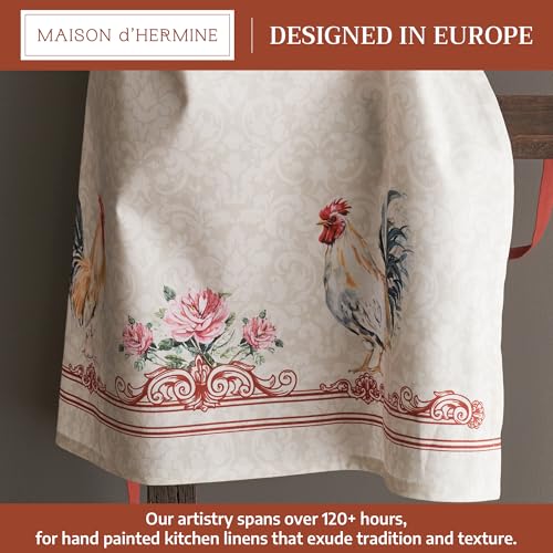 Maison d' Hermine Aprons for women with Pocket 100% Cotton (27.50"x31.50") | Adjustable Neck Strap & long ties Apron Men Chef Wedding Cooking Gardening Server Maid - color: 027 - Campagne