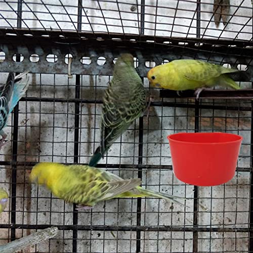 Cage Cups Birds Feeders Seed Bowl Chicken Feeding Watering Dish Rabbit Water Food Hanging Wire Cages Box 8oz Coop Cups for Pet Parrot Parakeet Gamefowl Poultry Pigeon (10PCS Red) - size: 10PCS Red