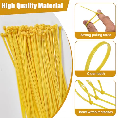 Zip Ties, 500pcs Yellow Zip Ties 8 Inch, Plastic Ties Small Zipties Cable Tie Wraps, Multi-Purpose Cable Management Ties, Self-Locking Ziptie for Office and Home(Can bear 30lb) - color: Yellow, size: 8" (500 Pack)