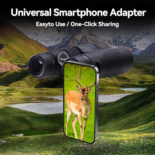 Binoculars for Adults High Powered: 12x42 HD Zoom Binocular for Bird Watching Hunting - Powerful Lightweight Waterproof Binoculars with Phone Adapter for Travel Cruise Ship Stargazing Hiking