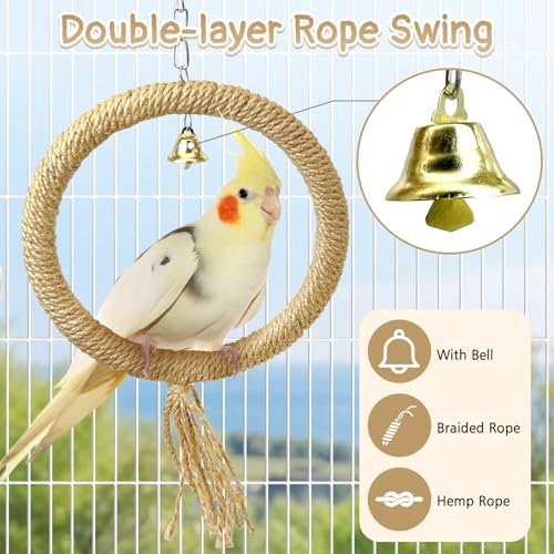 3 Pcs Bird Rope Perches Bendable Parrot Bird Perch Rope Stand Gradient Color Birds Cage Accessories for Budgie Lovebird Cockatiel