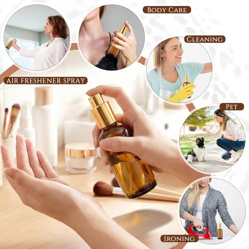 Roshtia 30 Pcs Glass Spray Bottle Clear Empty Bottles Small Refillable Reusable Perfume Bottle with Fine Mist Sprayer Pump for Face Body Travel(3.4 oz,Amber) - color: Amber, size: 3.4 oz