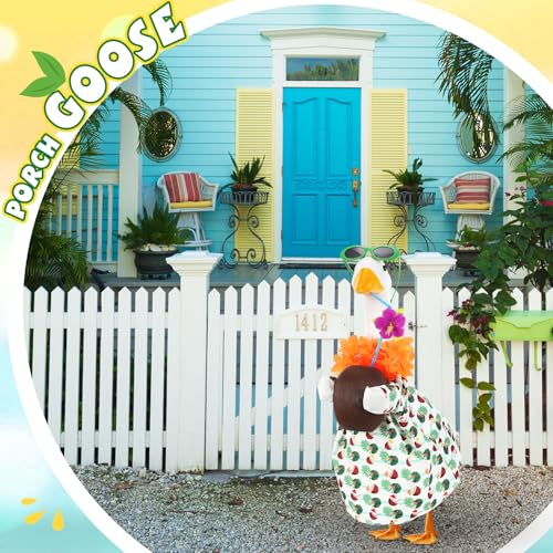 Bikini Porch Goose Outfits with Sunglasses and Swimming Tube for 23" Summer Goose Costume Garden Patio Statue Decor(Coconut) - style: Coconut
