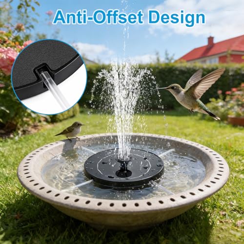 3.5W Solar Fountain with 6-in-1 Spray Nozzles & 4 Fixed Rods | 2026 Upgraded Free Standing Floating Solar Fountain, Solar Fountain for Bird Bath, Garden, Pond, Pool, Outdoor - color: 3.5w Solar Water Fountain