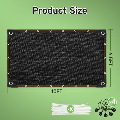 70% Shade Cloth 6.5ftx10ft Anti-Aging Sun Mesh UV Resistant Net, Sunblock Garden Tarp for Plant Cover, Greenhouse, Barn or Kennel, Flowers, Plants - size: 6.5ftx10ft
