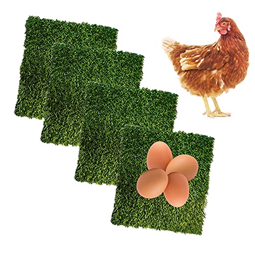 PINVNBY 4 Pcs Chicken Nesting Box Pads,12"x12" Washable Artificial Grass Rug Carpet Fake Grass Synthetic Turf Mat for Chicken Coop Pet Garden Lawn Indoor Outdoor - size: 【Green|4 PCS】