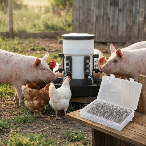 100PCS Pig Drinker Spring Set, Heavy Duty Iron Water Nipples Spring Replacement for Animal Drinking Fountains Chicken Pig Waterer Accessories
