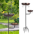 42" Large Freestanding Metal Bird baths for Outdoors Bird Feeder Ground for Garden Decor, Removable Bowl with Strong 5 Stakes, Bird Bath for Outside, Ground Mounted Birdbaths for Pation Backyard Lawn