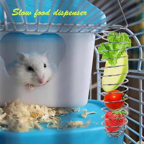 2PCS Rat Enrichment Foraging Toys, Stainless Steel Vegetable Skewer | Foraging Hanging Feed Tool for Hamster Rodents Bird Parrots, Fancy Mice Cage Accessories Puzzle Toy Slow Feeder