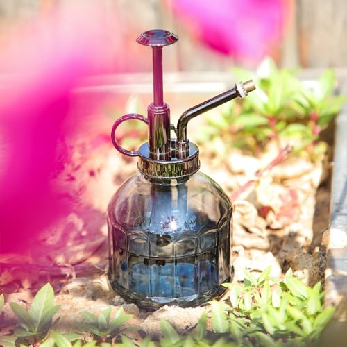 Glass Plant Spray Bottle, Grey 6.7 oz Plant Mister for Inside Decor | Vintage Style Spritzer, Indoor Plant Spray Bottle, 6.3" Tall, 200ml/6.7oz, Small One Hand Watering Can for Garden Cleaning - color: E-Grey