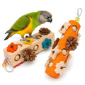 Bird Foraging Toy Parakeet Enrichment Puzzle Parrot Foraging Toys Wooden Blocks with Pine Cones Chew Play for Budgies Cockatiels Conures Quaker Small to Medium Birds