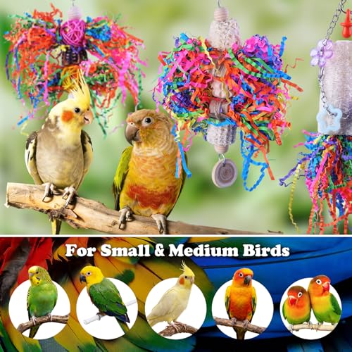 Bird Toys, Parakeet Foraging Toy, Hanging Chewing Toy, Bird Cage Accessories – Suitable for Cockatiels, Budgies, Lovebirds, Conures and Other Small Parrots - color: 3 pieces loofah