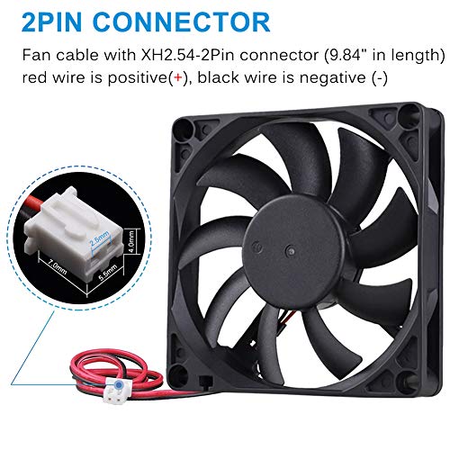 GDSTIME 80mm x 80mm x 15mm 12V Brushless DC Cooling Computer Case Fan 2Pin | Slim PC Fan, for SFX, HTPC, Small Form Factor Power Supply - 80x80x15mm, 8015 - size: 80x80x15mm