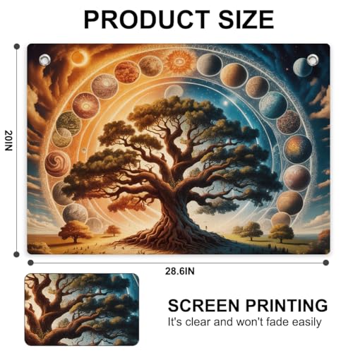 Tree of Life Tapestry Banner Flag Wall Hanging 28.5×20 Inch - Celestial Galaxy & Planet Wall Banner Nature Home Decoration for Bedroom Dorm Living Room,Boho Aesthetic Galaxy Wall Tapestry - color: Multi 0668