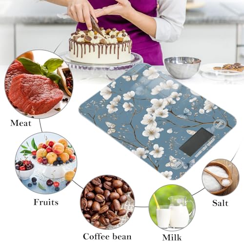 Food Scale Kitchen Scale Food Weight Scales Digital Weight Grams and Ounces Small Electronic Food Scale for Baking Cooking Blue Flowers Butterfly - color: Blue Flowers Butterfly