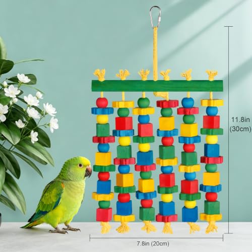 Parrot Toy Bird Toys Natural Wood Bird Chewing Toys for Macaws, African Grey, Cockatoos, Amazon Parrots, Conures, Lovebirds, Budgies, Parakeets - size: Medium