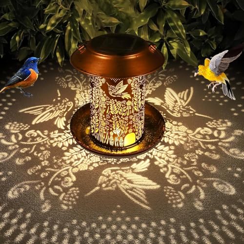 2 Pack Bird Feeders for Outdoors Hummingbird Gifts for Women Mom | Solar Lanterns Outdoor Waterproof Garden Decor Metal Solar Decoration OutsideLED Lanterns for Yard, Patio, Lawn, Pathway - size: Grass Hummingbird-2 Pack