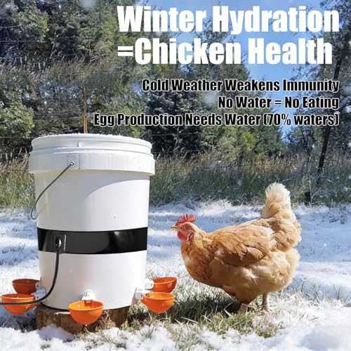 Chicken Water Heater for Winter,Replace for RentACoop Thermo Bucket Belt,Fits Most 2-5 Gal Buckets,Chicken Waterer Heater,Energy-Efficient, Safe, and Durable,Prevent Icing