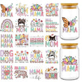 Rngmsi Mom UVDTF Cup Wrap - 20 Sheets Mama UV DTF Cup Wraps for 16 oz Glass, Leopard Print Cat Dog Bear Flower Stickers for Water Botters, Waterproof Rub on Transfer Decals, Mother's Day Gift - style: Mama
